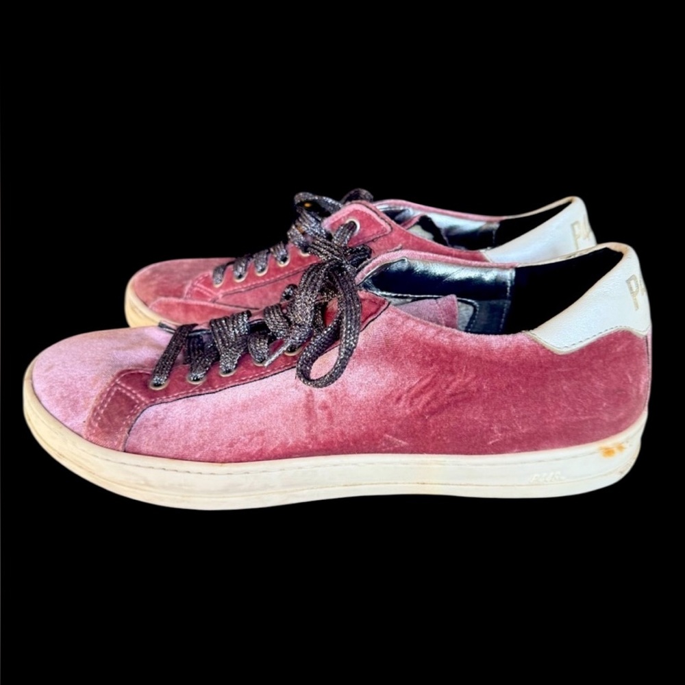 P448 Velvet Sneakers in Burgundy and Black